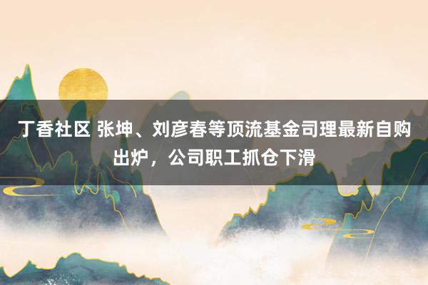 丁香社区 张坤、刘彦春等顶流基金司理最新自购出炉，公司职工抓仓下滑