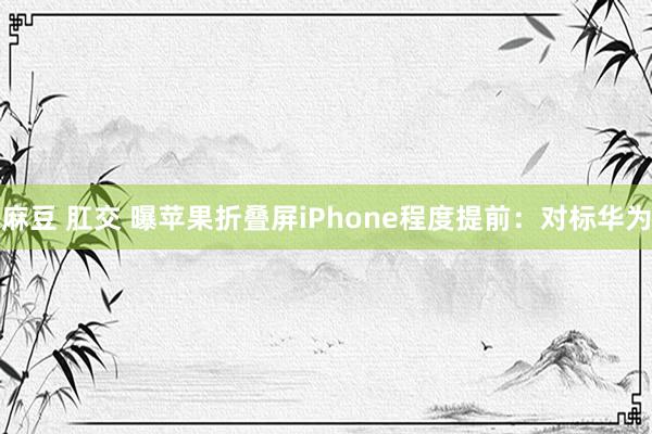 麻豆 肛交 曝苹果折叠屏iPhone程度提前：对标华为