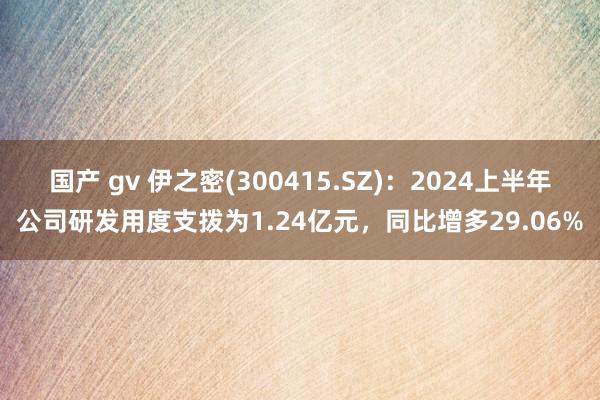 国产 gv 伊之密(300415.SZ)：2024上半年公司研发用度支拨为1.24亿元，同比增多29.06%