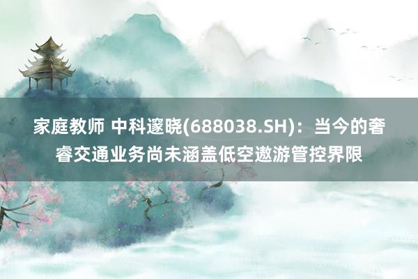 家庭教师 中科邃晓(688038.SH)：当今的奢睿交通业务尚未涵盖低空遨游管控界限