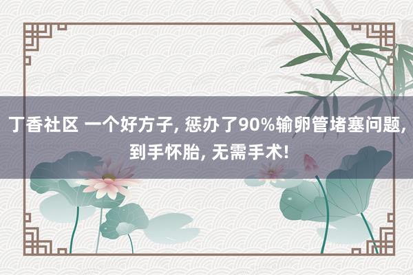 丁香社区 一个好方子， 惩办了90%输卵管堵塞问题， 到手怀胎， 无需手术!