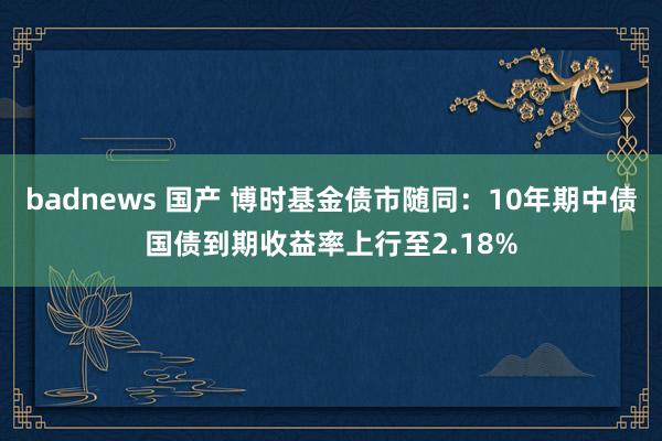 badnews 国产 博时基金债市随同：10年期中债国债到期收益率上行至2.18%