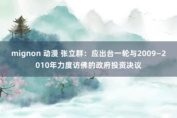 mignon 动漫 张立群：应出台一轮与2009—2010年力度访佛的政府投资决议