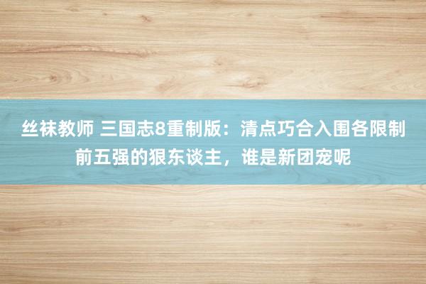 丝袜教师 三国志8重制版：清点巧合入围各限制前五强的狠东谈主，谁是新团宠呢