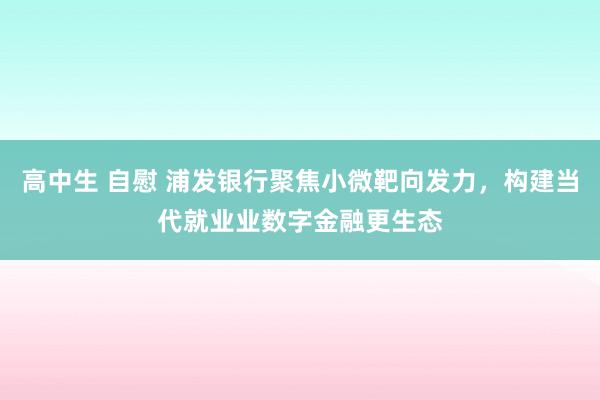 高中生 自慰 浦发银行聚焦小微靶向发力，构建当代就业业数字金融更生态