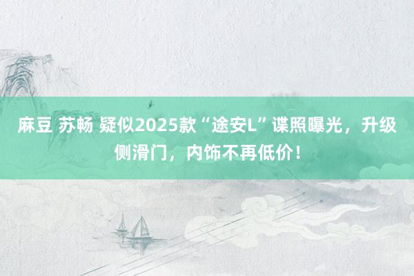 麻豆 苏畅 疑似2025款“途安L”谍照曝光，升级侧滑门，内饰不再低价！