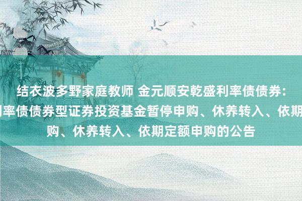 结衣波多野家庭教师 金元顺安乾盛利率债债券: 金元顺安乾盛利率债债券型证券投资基金暂停申购、休养转入、依期定额申购的公告