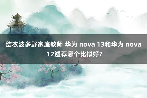 结衣波多野家庭教师 华为 nova 13和华为 nova 12遴荐哪个比拟好？