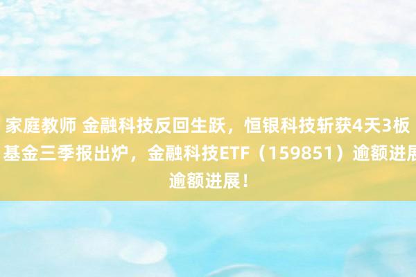 家庭教师 金融科技反回生跃，恒银科技斩获4天3板！基金三季报出炉，金融科技ETF（159851）逾额进展！