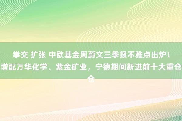 拳交 扩张 中欧基金周蔚文三季报不雅点出炉！增配万华化学、紫金矿业，宁德期间新进前十大重仓