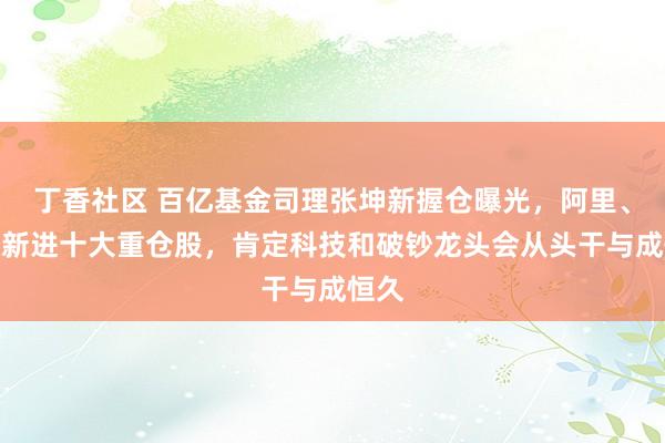 丁香社区 百亿基金司理张坤新握仓曝光，阿里、百胜新进十大重仓股，肯定科技和破钞龙头会从头干与成恒久