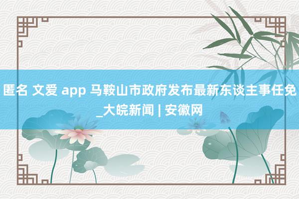 匿名 文爱 app 马鞍山市政府发布最新东谈主事任免_大皖新闻 | 安徽网