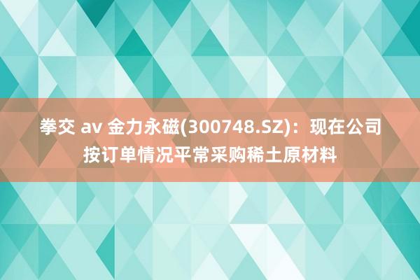 拳交 av 金力永磁(300748.SZ)：现在公司按订单情况平常采购稀土原材料