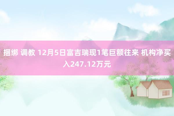 捆绑 调教 12月5日富吉瑞现1笔巨额往来 机构净买入247.12万元