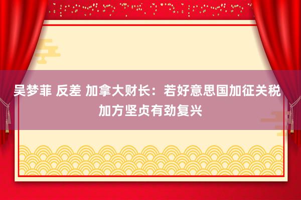 吴梦菲 反差 加拿大财长：若好意思国加征关税  加方坚贞有劲复兴