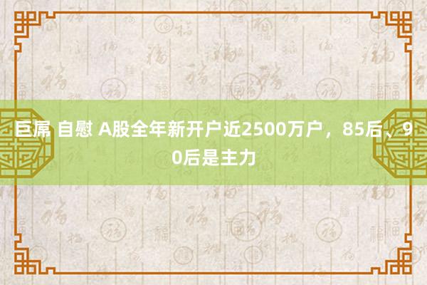 巨屌 自慰 A股全年新开户近2500万户，85后、90后是主力