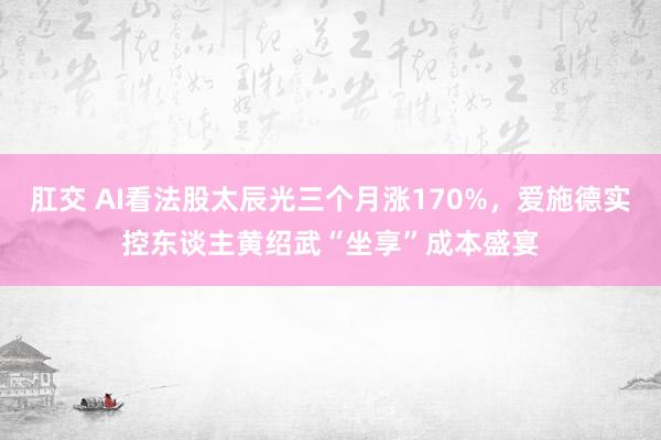 肛交 AI看法股太辰光三个月涨170%，爱施德实控东谈主黄绍武“坐享”成本盛宴