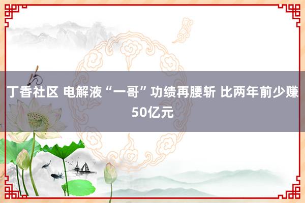 丁香社区 电解液“一哥”功绩再腰斩 比两年前少赚50亿元