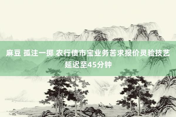 麻豆 孤注一掷 农行债市宝业务苦求报价灵验技艺延迟至45分钟